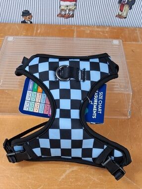 Top Paw Adjustable Fashion Comfort Blue & Black Checkered XXSmall Dog Harness